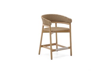 <span>Arinella acacia wood stool, natural tone finish and beige rope, 65 cm</span>