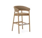 Tabouret Arinella en bois d’acacia, finition ton naturel et corde beige 75cm
