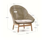 Fauteuil Olbia avec dossier haut en rotin synthétique et bois de teck