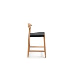 Nina Stool made of solid acacia wood with natural finish and black rope, height 62 cm