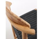 Nina Stool made of solid acacia wood with natural finish and black rope, height 62 cm