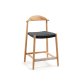Tabouret Nina en acaci, finition naturelle et corde noire, hauteur 62 cm