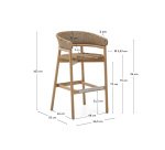 Tabouret Arinella en bois d’acacia, finition ton naturel et corde beige 75cm