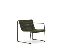 Fauteuil empilable Maurina en acier galvanisé vert et corde verte