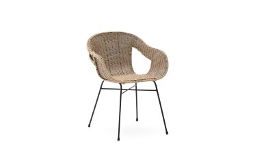 Chaise empilable Eltiera en rotin synthétique avec structure en acier noir