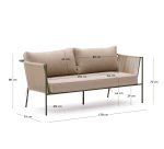 Zivia outdoor 2-seater sofa in ecru rope cord and green galvanised steel 178cm