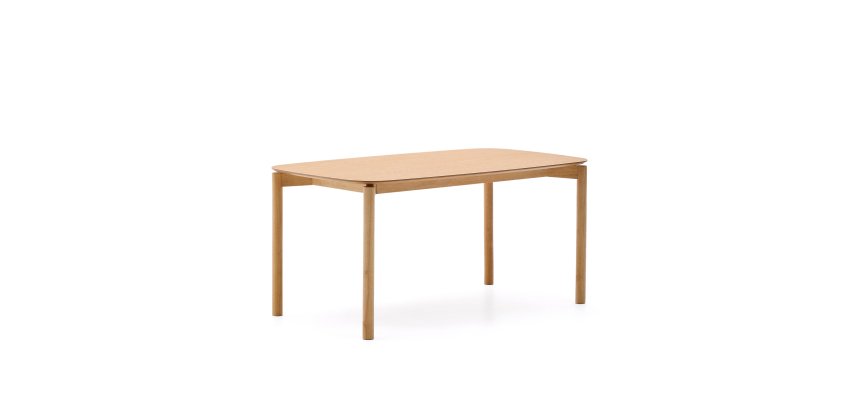 Table Indara en placage de frêne avec finition naturelle 160 x 90 cm