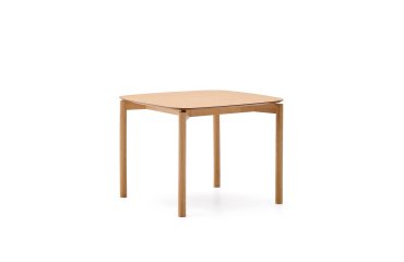 Indara square table in ash veneer with natural finish 100 x 100 cm