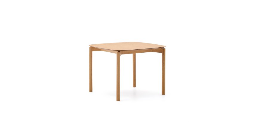 Table carrée Indara en placage de frêne avec finition naturelle 100 x 100 cm