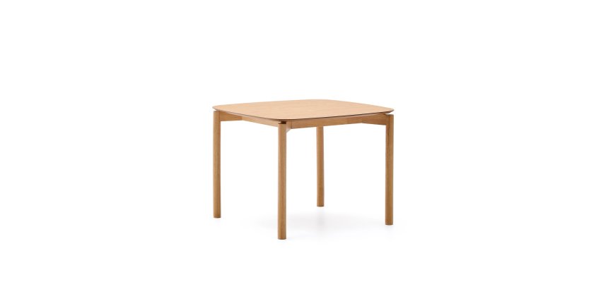 Table carrée Indara en placage de frêne avec finition naturelle 100 x 100 cm