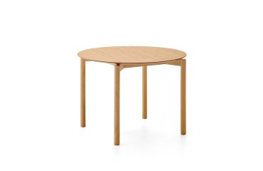 Indara round table in ash veneer with natural finish Ø110 cm