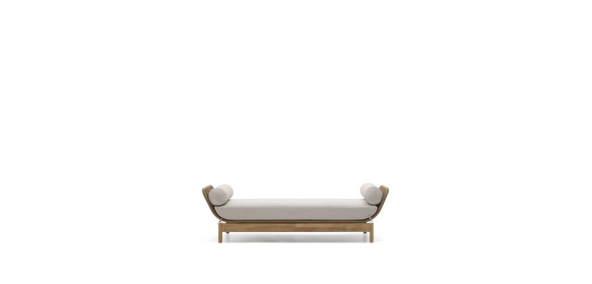 Sun lounger Catalina beige in rope and acacia wood