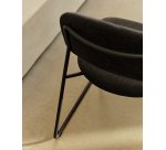 Chaise empilable Meli en chenille grise et pieds en métal gris