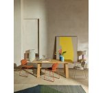 Chaise Meli en chenille beige et structure métallique beige