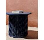 Table auxiliaire d’extérieur Sedalis en aluminium et corde bleue Ø50 cm