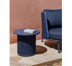 Table auxiliaire d’extérieur Sedalis en aluminium et corde bleue Ø50 cm