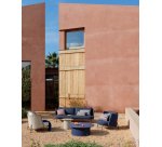 Table basse d’extérieur Sedalis en aluminium et corde bleue Ø 99 cm