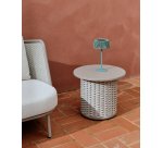 Table auxiliaire d’extérieur Sedalis en aluminium et corde taupe Ø50 cm