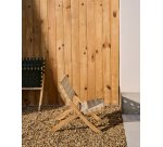 Folding armchair Chabeli in acacia wood and cream rope