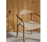 Chaise empilable Nina en bois d’acacia et corde écrue FSC 100 %