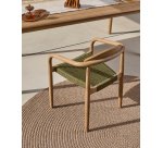 Chaise empilable Nina en bois d’acacia et corde verte FSC 100 %