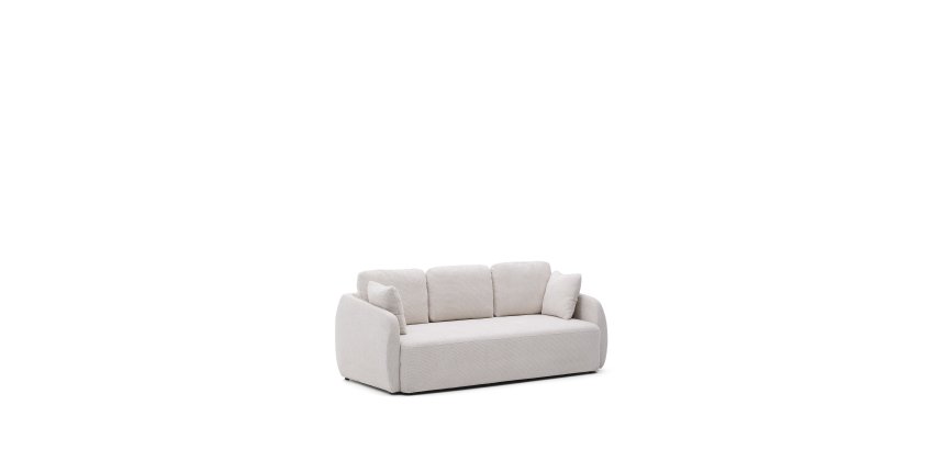 Canapé-lit Laira 3places en chenille couleur écrue 218 cm