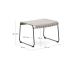 Poggiapiedi Maurina in acciaio zincato verde e corda ecru e grigia 58 x 52,5 cm