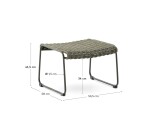 Repose-pieds Maurina en acier galvanisé vert et corde verte 58 x 52,5 cm