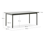 DE_Table d’extérieur Maurina en acier galvanisé vert et céramique verte 223 x 101 cm