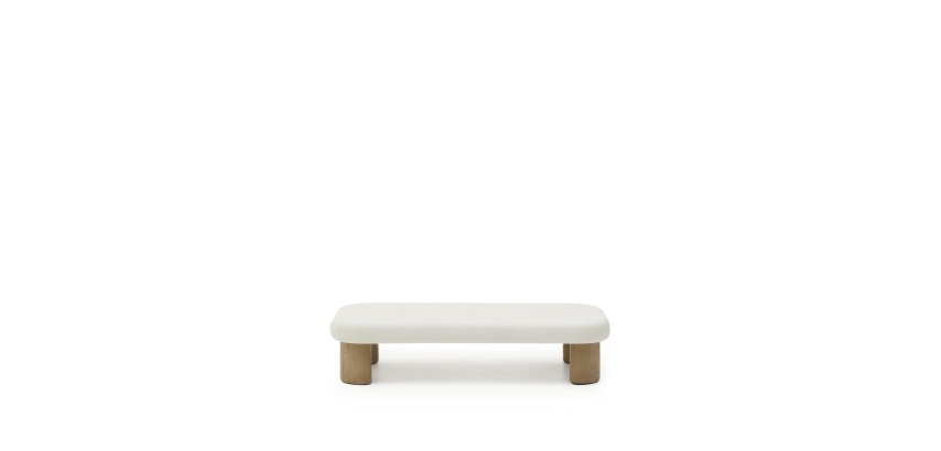 Tavolino da salotto Labra in cemento e legno d'acacia 140 x 70 cm
