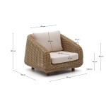 Fauteuil Meria en rotin synthétique et pieds en bois d’acacia