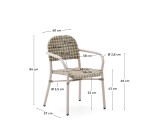 Tuccia beige and green stackable chair in aluminium and synthetic rattan