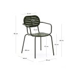 Brai stackable outdoor chair with armrests in green galvanised steel