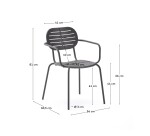 DE_Chaise d’extérieur empilable avec accoudoirs Brai en acier galvanisé gris foncé