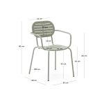 Chaise d’extérieur empilable avec accoudoirs Brai en acier galvanisé turquoise