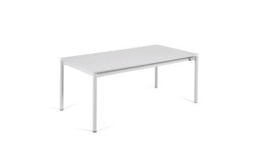 Zaltana extendable outdoor table made of aluminium in a light grey finish, 180 (240) x 100 cm