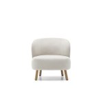 Fauteuil Ulit en tissu chenille beige et pieds en bois de hêtre finition naturelle