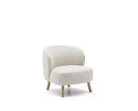 Fauteuil Ulit en tissu chenille beige et pieds en bois de hêtre finition naturelle