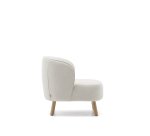 Fauteuil Ulit en tissu chenille beige et pieds en bois de hêtre finition naturelle