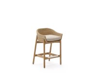 Stool Galea in teak wood and synthetic rattan 75 cm