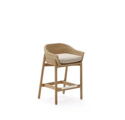 Sgabello Galea in legno massello di teak e rattan sintetico da 75 cm FSC 100%