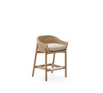 Tabouret Galea en bois de teck et rotin synthétique 65 cm