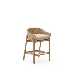 Sgabello Galea in legno massello di teak e rattan sintetico 65 cm FSC 100%