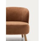 Fauteuil Ulit en tissu chenille terracotta et pieds en bois de hêtre finition naturelle