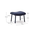 Repose-pieds Inari bleu et bleu finition peinte bleue 60 x 50 cm