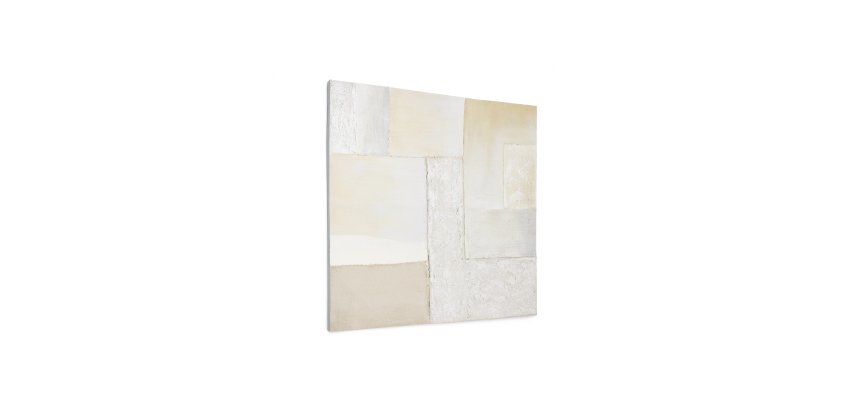 Tableau abstrait Pineda blanc 95 x 95 cm