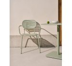 Chaise d’extérieur empilable avec accoudoirs Brai en acier galvanisé turquoise