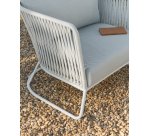 Saconca outdoor armchair in rope cord and grey galvanised steel