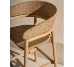 Tabouret Arinella en bois d’acacia, finition ton naturel et corde beige 75cm