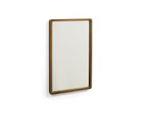 Espejo Shamel de madera maciza de teca con acabado nogal 45 x 70 cm